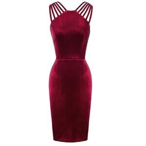 Grace Karin Burgundy Strappy Dress